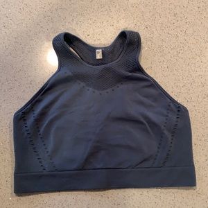 Grey/Blue Longline Mesh Sports Bra - L